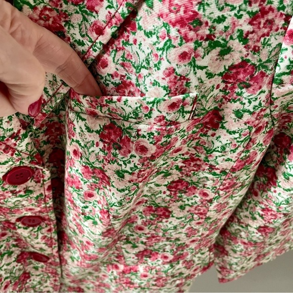 Talbots Floral Grace Fitted Cotton Blend Lined Pockets Button Rose Blazer Jacket - Picture 5 of 12